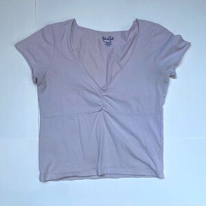 Pink V-Neck Ruched Top